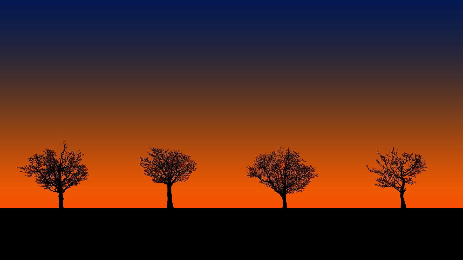 Обои деревья, закат, силуэты, trees, sunset, silhouettes разрешение 2560x1600 Загрузить