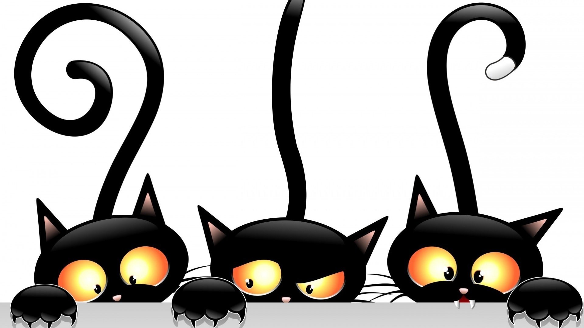 Обои глаза, вектор, взгляд, ушки, коты, чёрные, хвосты, eyes, vector, look, ears, cats, black, tails разрешение 1920x1200 Загрузить