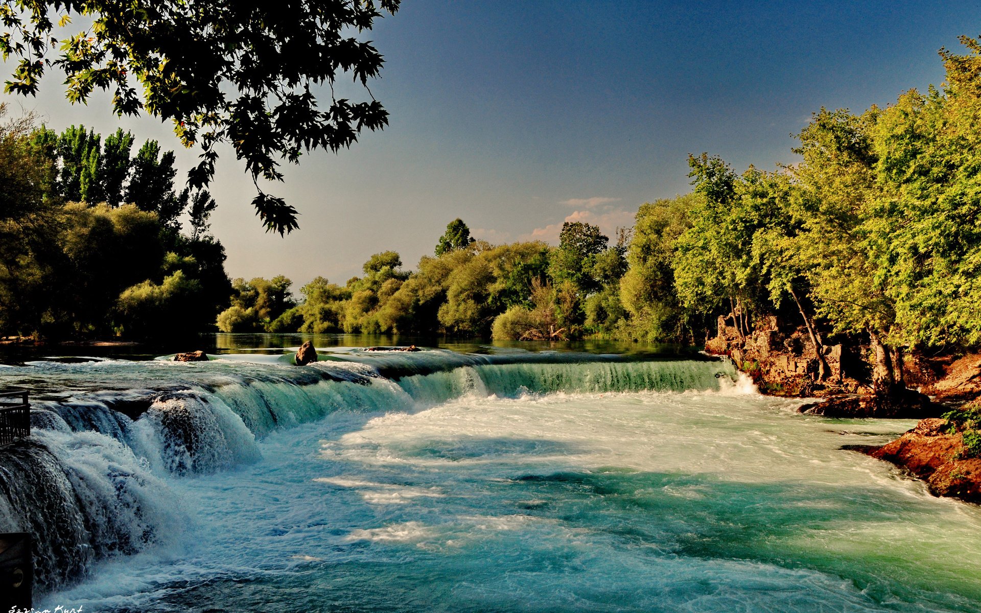Обои река, природа, лес, водопад, river, nature, forest, waterfall разрешение 2560x1600 Загрузить