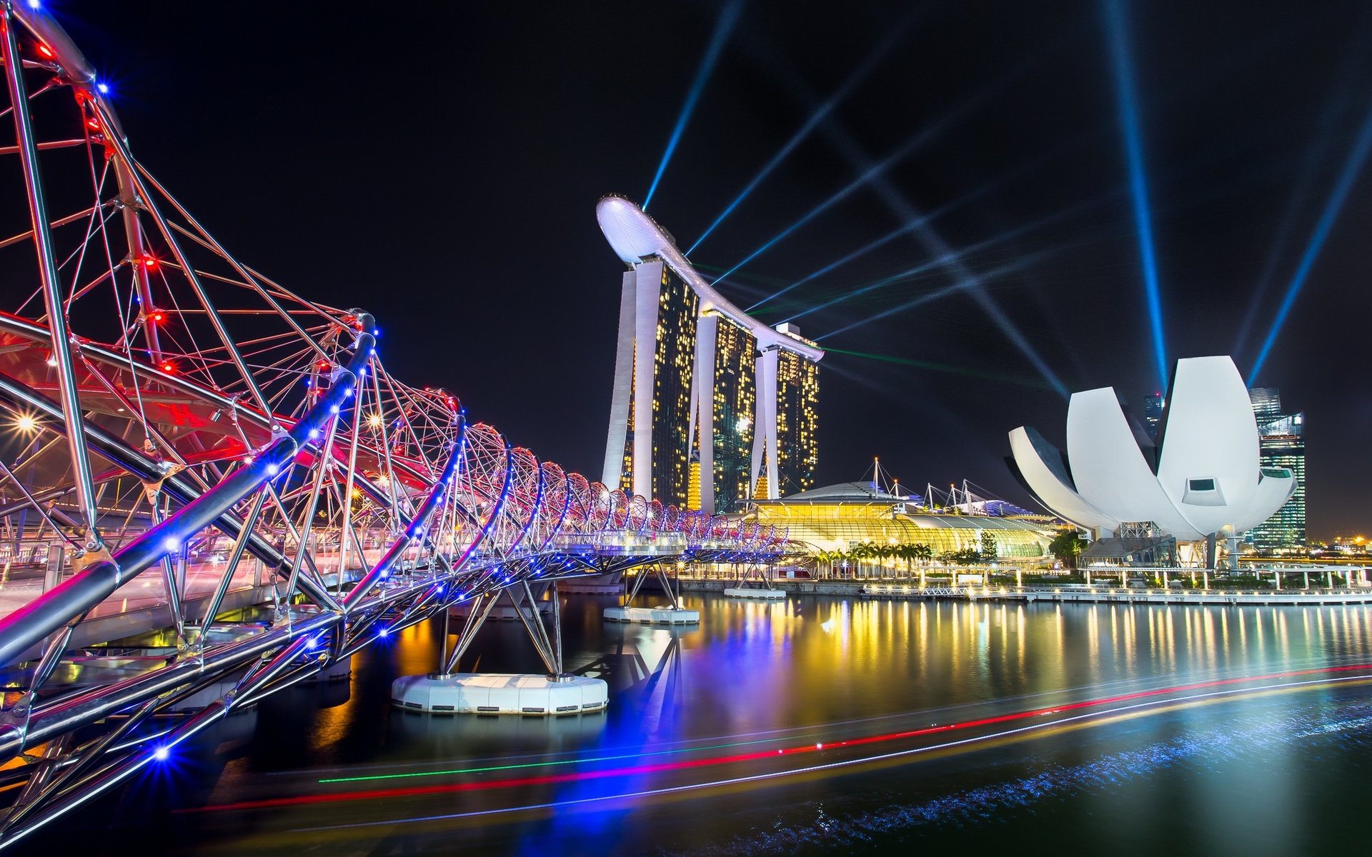 Обои ночь, огни, мост, отель, сингапур, marina bay sands, night, lights, bridge, the hotel, singapore разрешение 2048x1369 Загрузить