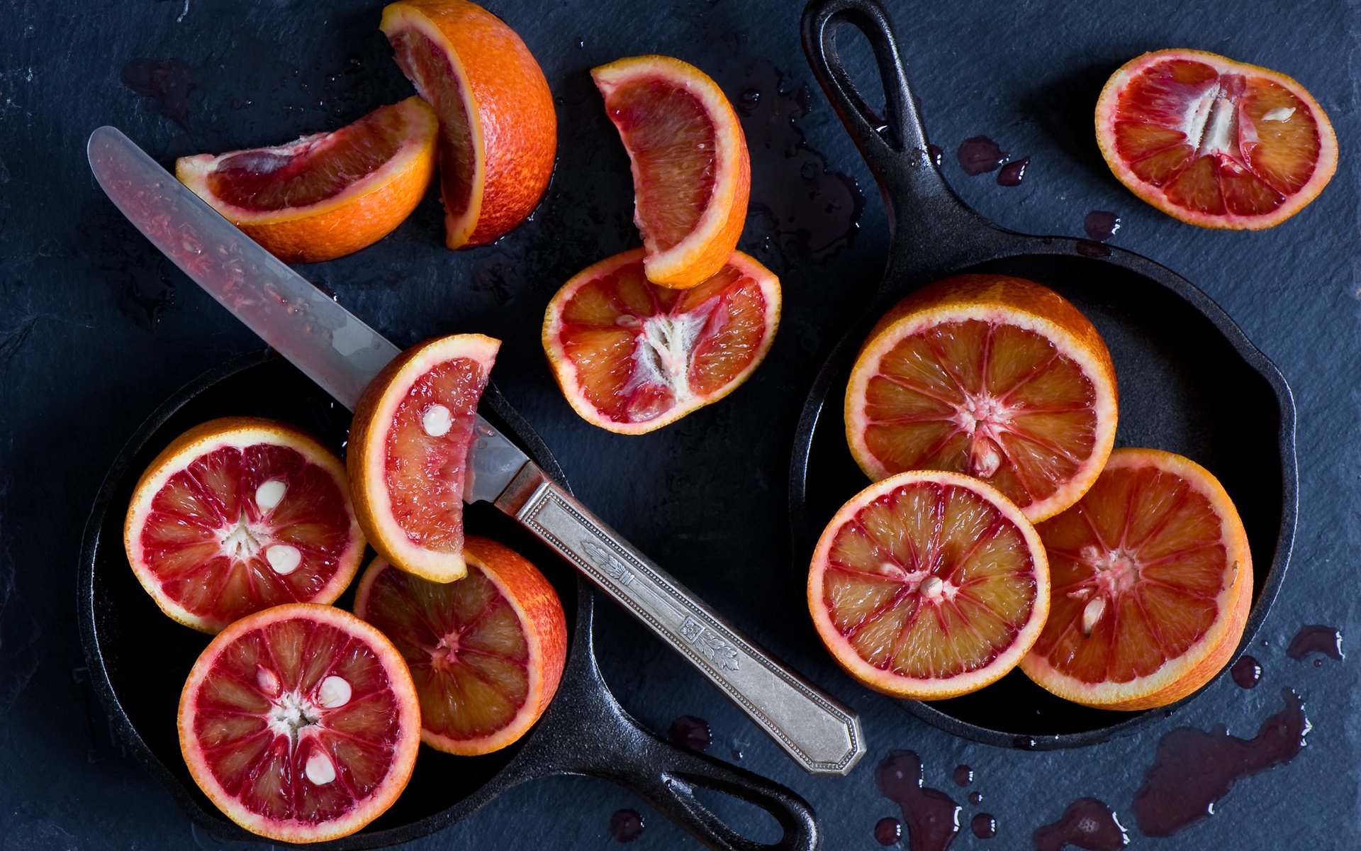 Обои апельсины, красные, нож, цитрусы, сок, anna verdina, bloody oranges, oranges, red, knife, citrus, juice разрешение 2000x1335 Загрузить