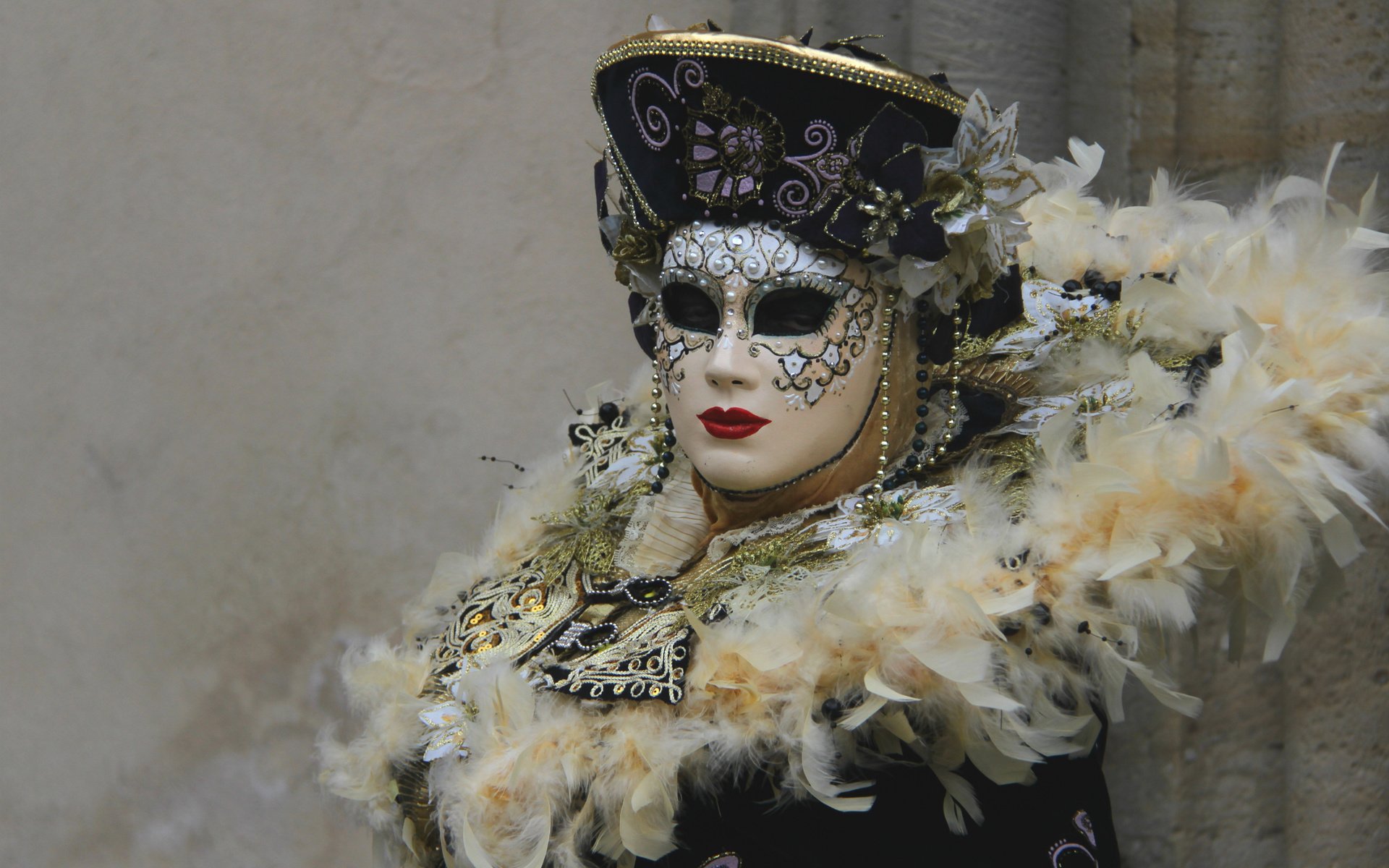 Обои маска, венеция, перья, костюм, воротник, карнавал, mask, venice, feathers, costume, collar, carnival разрешение 2400x1632 Загрузить