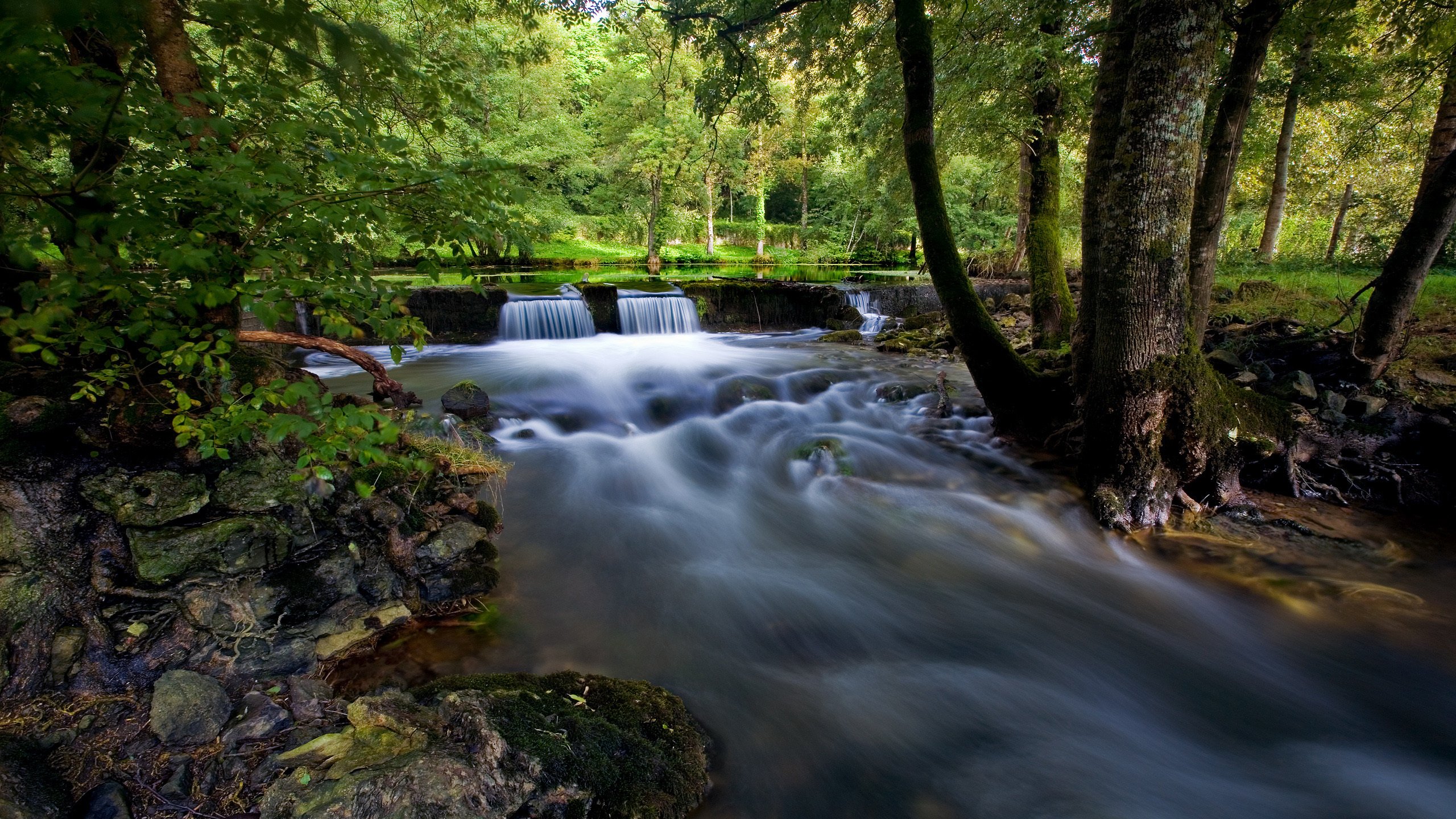 Обои река, пейзаж, водопад, river, landscape, waterfall разрешение 2560x1600 Загрузить