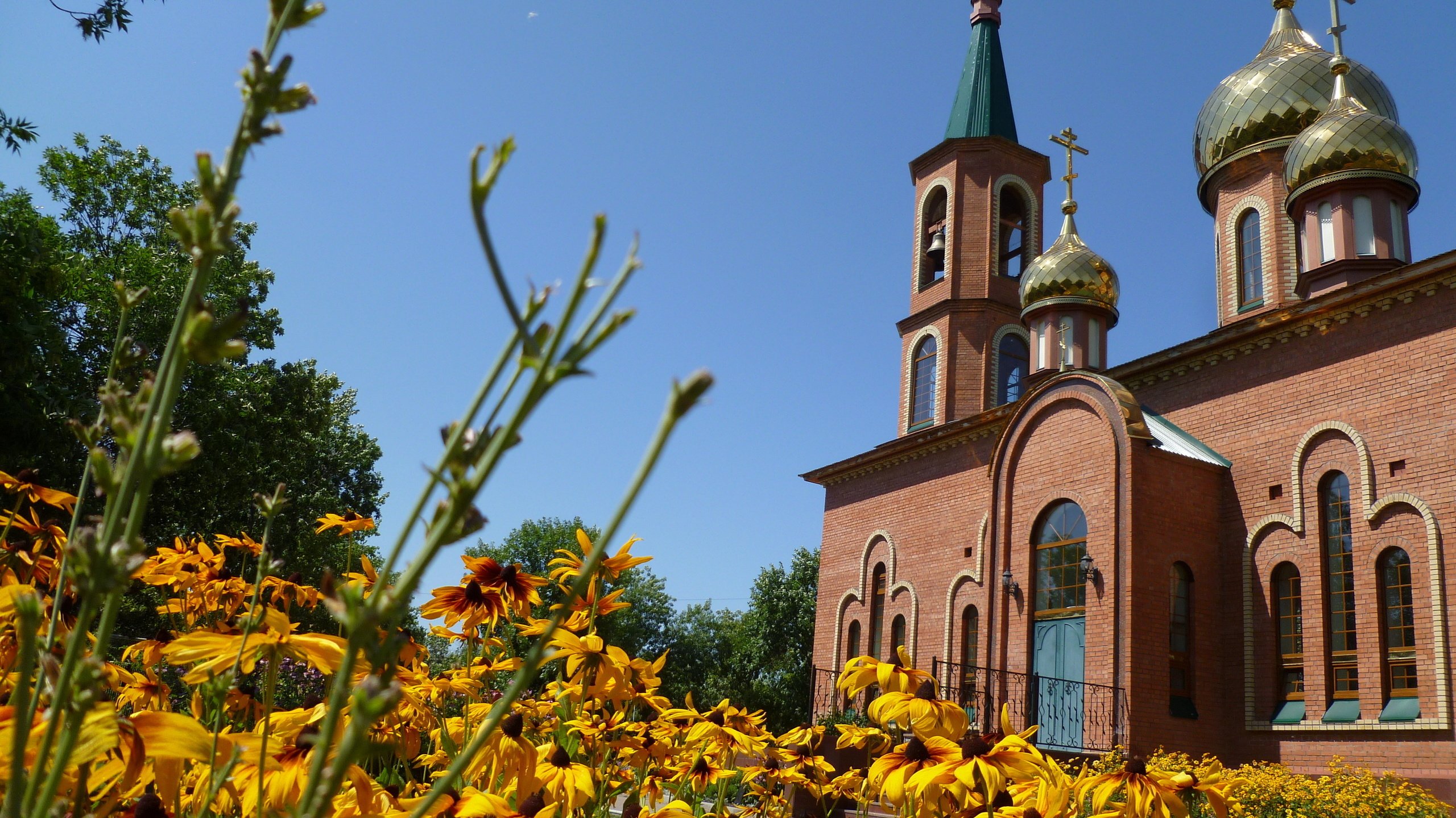 Обои цветы, желтый, храм, церковь, крест, flowers, yellow, temple, church, cross разрешение 4320x3240 Загрузить