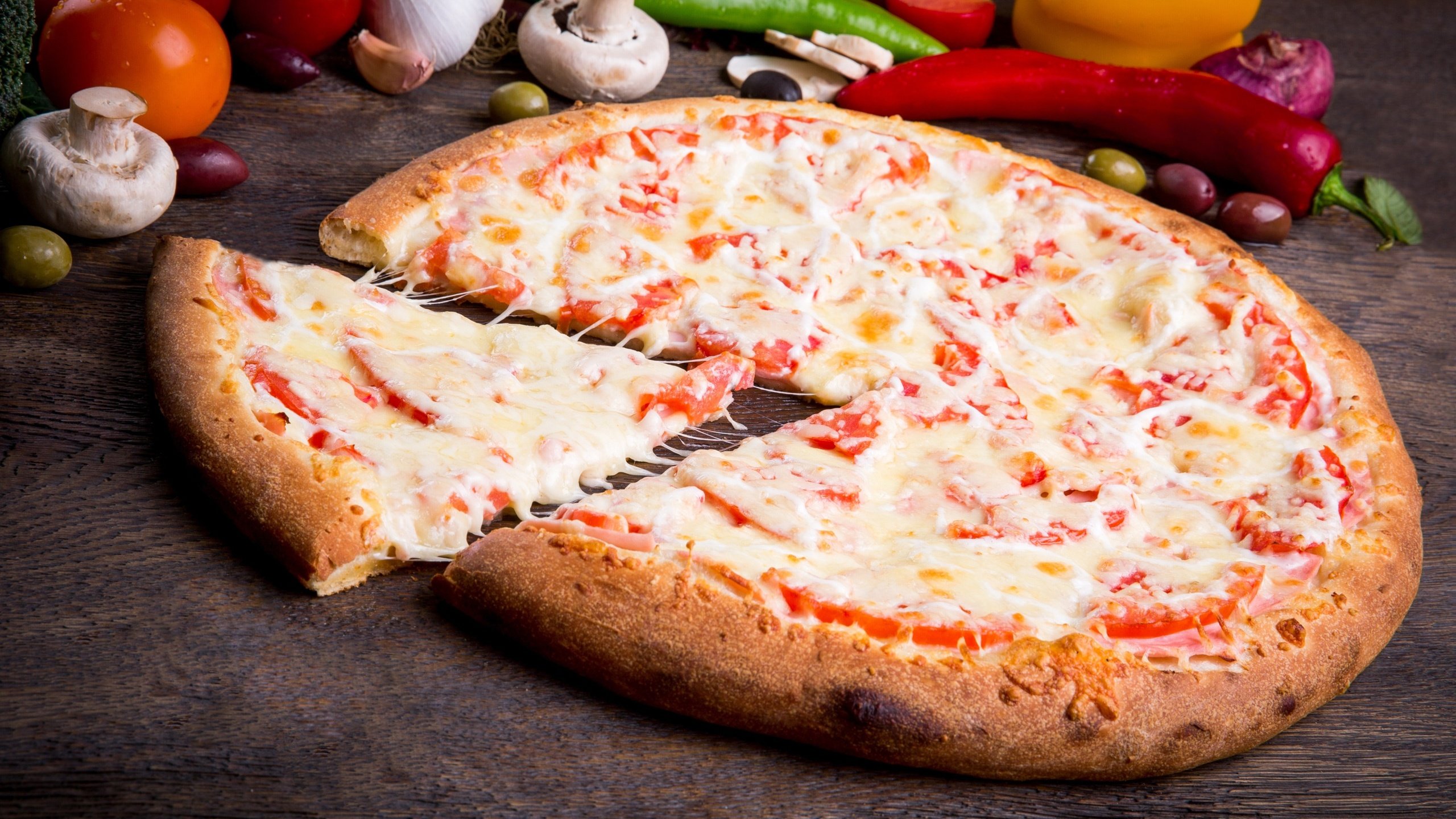 Обои сыр, овощи, пицца, кусок, cheese, vegetables, pizza, piece разрешение 3000x2000 Загрузить