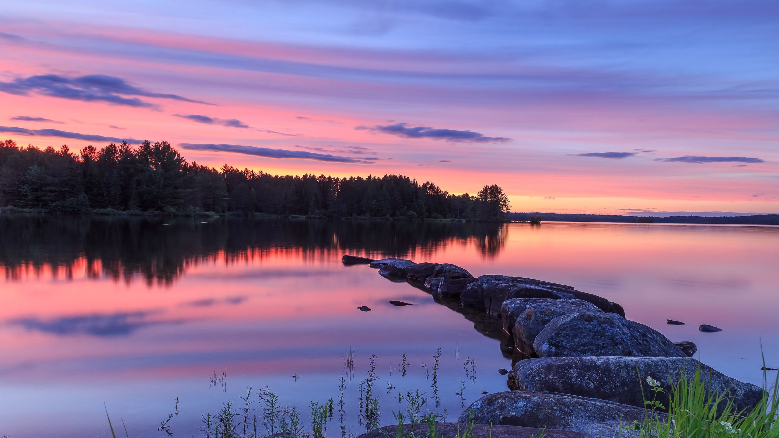 Обои озеро, закат, пейзаж, lake, sunset, landscape разрешение 3840x2160 Загрузить