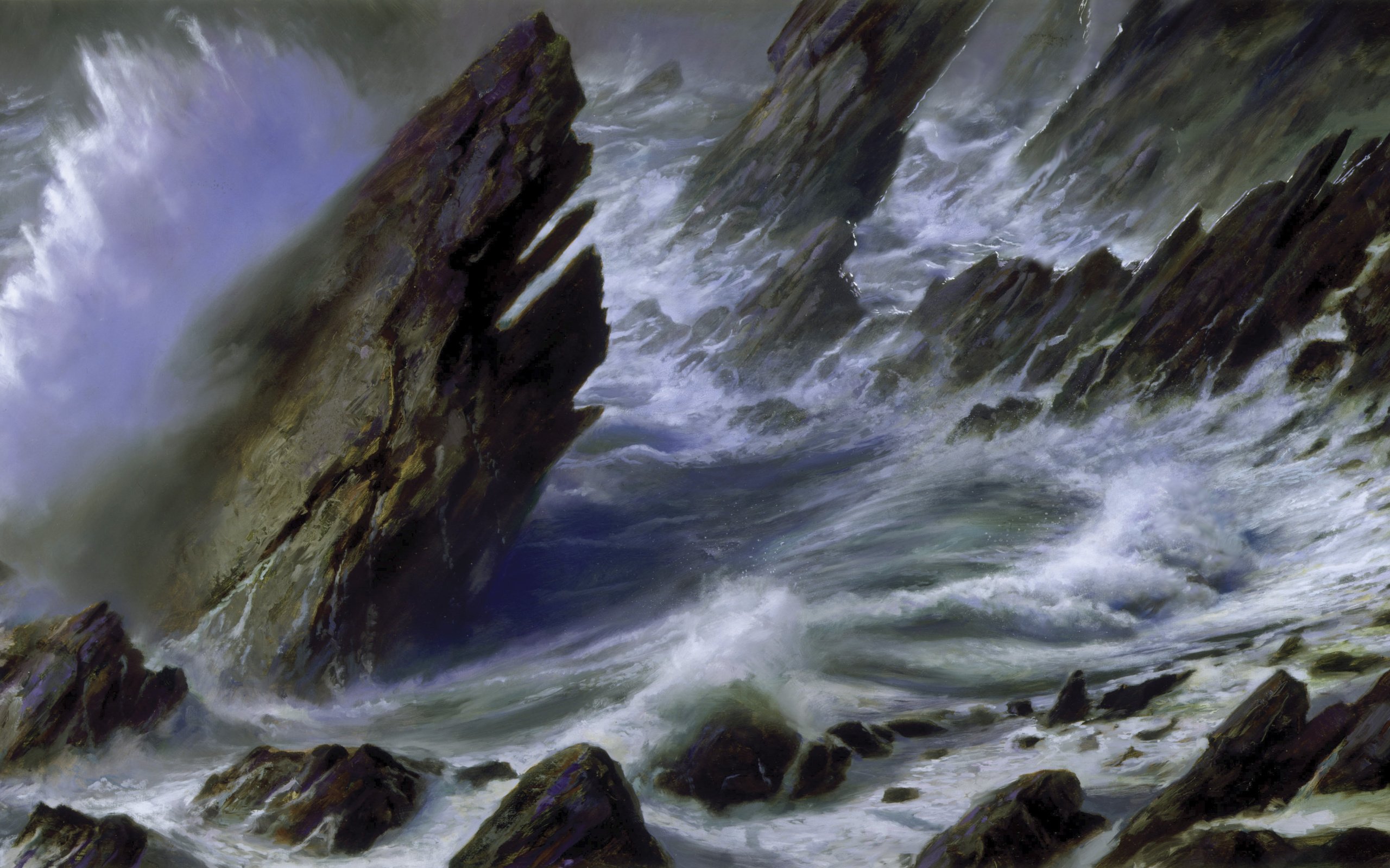 Скандинавия скалы шторм картины