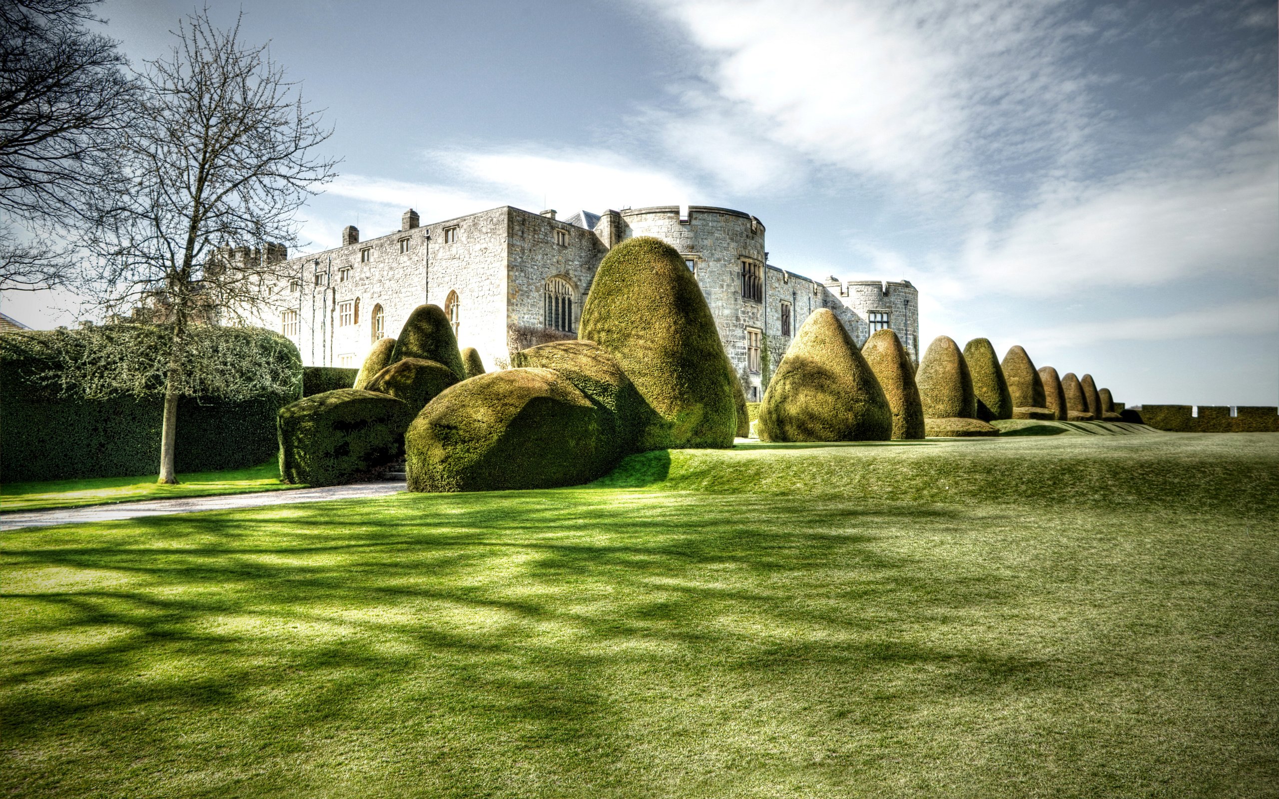 Обои трава, дерево, дизайн, кусты, замок, великобритания, уэльс, chirk castle, grass, tree, design, the bushes, castle, uk, wales разрешение 3756x2500 Загрузить