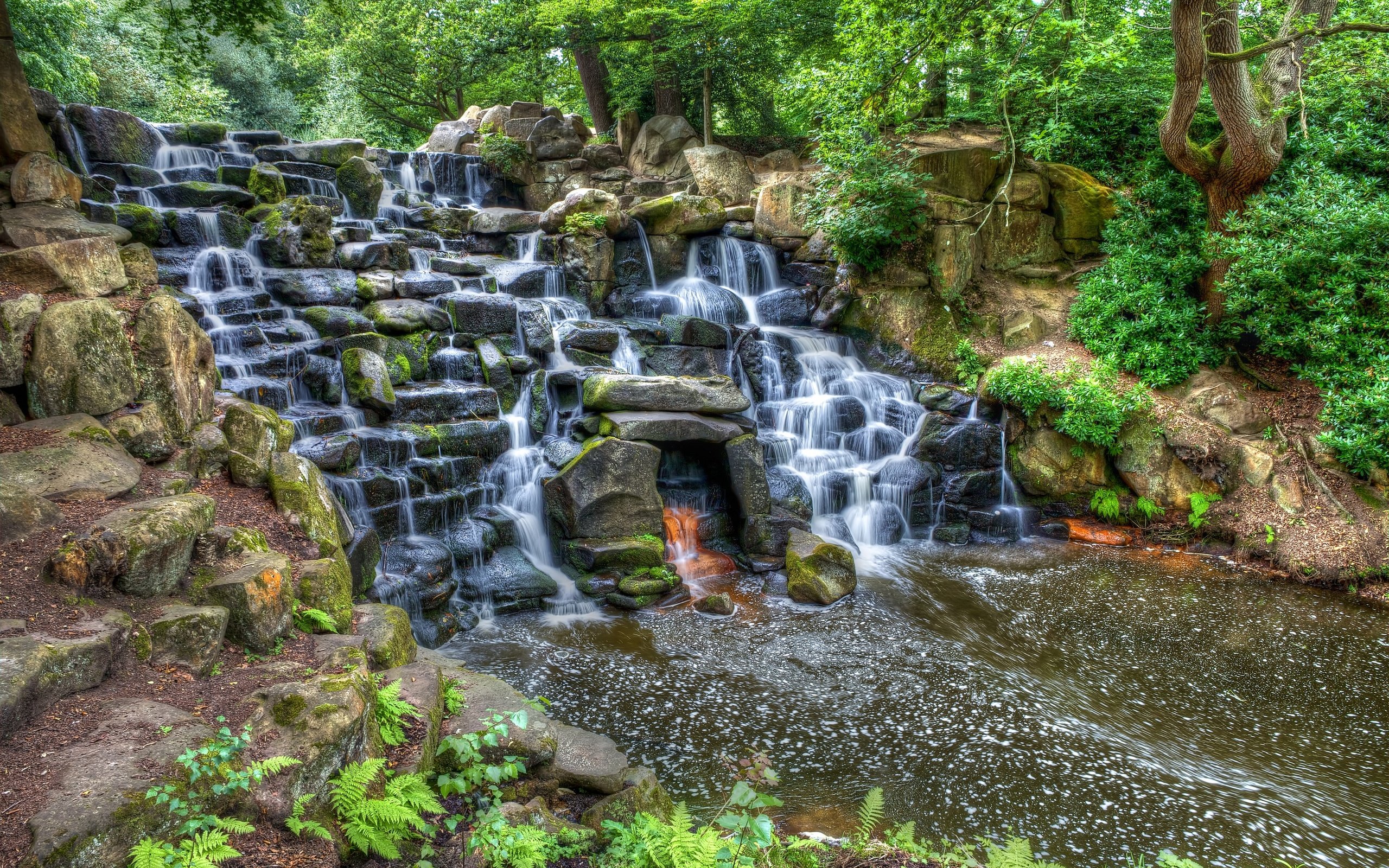 Обои деревья, скалы, пейзаж, водопад, вирджиния, trees, rocks, landscape, waterfall, va разрешение 2880x1919 Загрузить