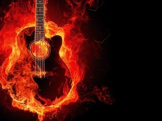 Обои фон, гитара, огонь, background, guitar, fire разрешение 2560x1600 Загрузить