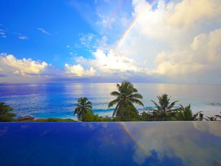 Обои море, радуга, бассейн, отдых, тропики, sea, rainbow, pool, stay, tropics разрешение 4000x2660 Загрузить