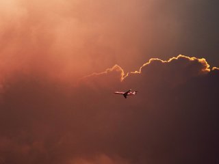 Обои небо, облака, самолет, the sky, clouds, the plane разрешение 1920x1080 Загрузить