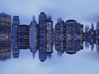 Обои отражение, туман, нью-йорк, гавань, манхеттен, reflection, fog, new york, harbour, manhattan разрешение 2048x1365 Загрузить