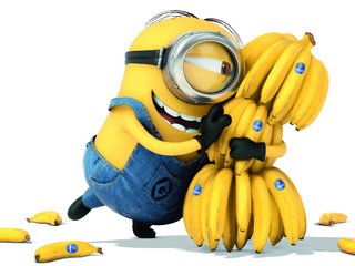 Обои мультфильм, белый фон, бананы, позитив, миньон, гадкий я 2., cartoon, white background, bananas, positive, minion, despicable me 2. разрешение 2560x1600 Загрузить