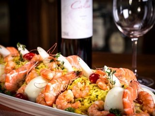 Обои вино, вина, рис, морепродукты, креветки, креветка, морепродуктов, wine, figure, seafood, shrimp разрешение 1920x1280 Загрузить