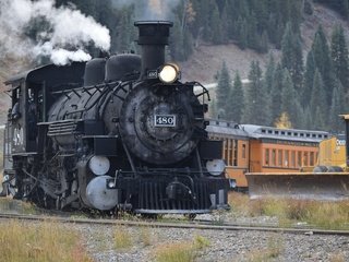 Обои железная дорога, паровоз, штат колорадо, durango, silverton, narrowgage, railroad, the engine, colorado разрешение 1920x1283 Загрузить