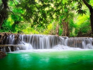 Обои водопад хуай мэй хамин, деревья, huay mae khamin waterfalls, khuean srinagarindra national park, река, водопад хуай мае кхамин, природа, лес, водопад, таиланд, джунгли, каскад, trees, river, nature, forest, waterfall, thailand, jungle, cascade разрешение 5618x3583 Загрузить