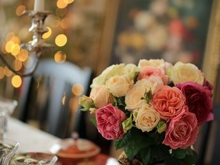 Обои цветы, розы, букет, боке, flowers, roses, bouquet, bokeh разрешение 3000x2000 Загрузить