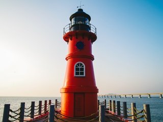 Обои море, маяк, пирс, sea, lighthouse, pierce разрешение 5431x3621 Загрузить