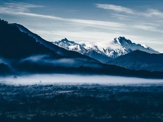 Обои небо, облака, горы, природа, туман, the sky, clouds, mountains, nature, fog разрешение 6000x3375 Загрузить