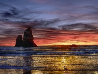 Обои берег, закат, shore, sunset разрешение 3840x2160 Загрузить