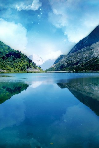 Обои озеро, горы, природа, lake, mountains, nature разрешение 2560x1600 Загрузить