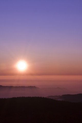 Обои солнце, туман, горизонт, the sun, fog, horizon разрешение 2560x1600 Загрузить