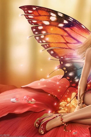 Обои девушка, цветок, бабочка, крылья, girl, flower, butterfly, wings разрешение 1920x1200 Загрузить