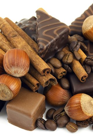 Обои орехи, еда, шоколад, вкусно, nuts, food, chocolate, delicious разрешение 1920x1200 Загрузить