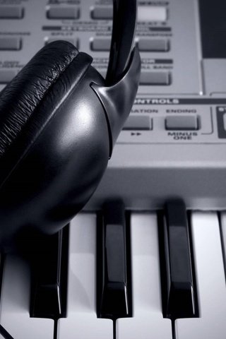 Обои синтезатор, чёрно-белое, наушники, клавиши, synth, black and white, headphones, keys разрешение 1920x1200 Загрузить