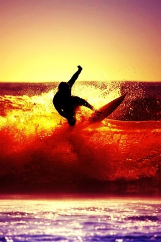 Обои волны, закат, море, серфинг, wave, sunset, sea, surfing разрешение 2560x1600 Загрузить