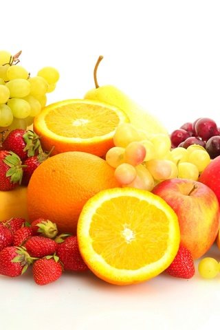 Обои виноград, бананы, фрукты, груша, яблоки, апельсины, клубника, лимон, ягоды, вишня, grapes, bananas, fruit, pear, apples, oranges, strawberry, lemon, berries, cherry разрешение 1920x1200 Загрузить
