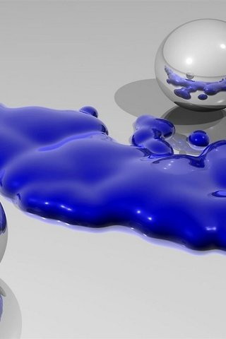 Обои синяя жидкость и шары, blue liquid and balls разрешение 1920x1080 Загрузить