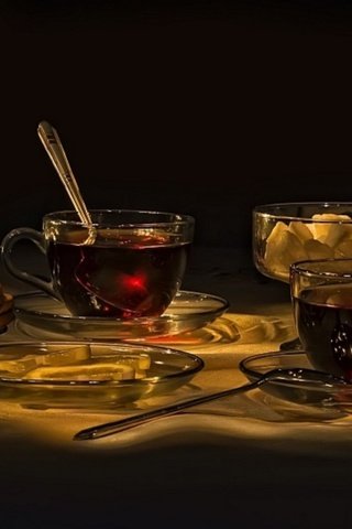 Обои лимон, чай, чашки, печенье, натюрморт, ложки, lemon, tea, cup, cookies, still life, spoon разрешение 1933x1080 Загрузить