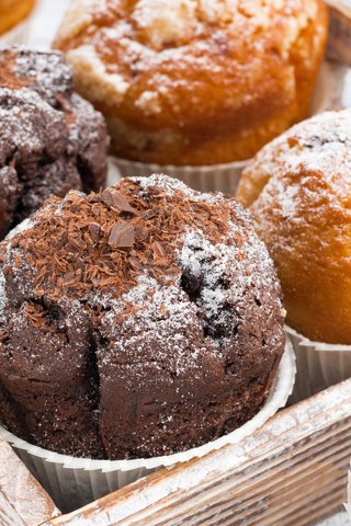 Обои выпечка, кексы, шоколадный, маффины, cakes, cupcakes, chocolate, muffins разрешение 2048x1367 Загрузить