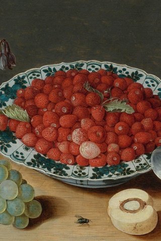 Обои цветы, арт, виноград, земляника, натюрморт, isaak soreau, flowers, art, grapes, strawberries, still life разрешение 3840x2400 Загрузить