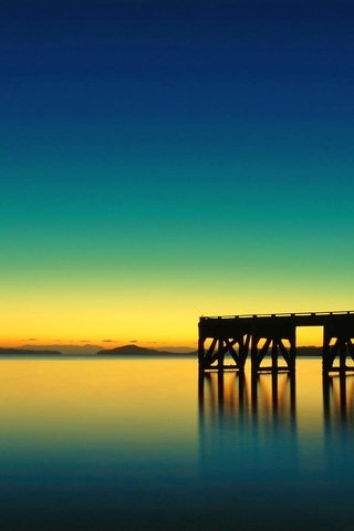 Обои небо, закат, море, пирс, причал, the sky, sunset, sea, pierce, pier разрешение 1920x1080 Загрузить