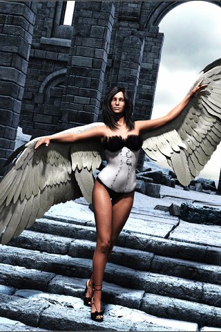 Обои лестница, девушка, взгляд, крылья, рендеринг, ангел, волосы, ladder, girl, look, wings, rendering, angel, hair разрешение 3000x2315 Загрузить