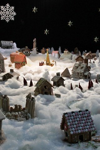 Обои рождество, декорация, зимнее настроение, пряничный город, christmas, decoration, winter mood, gingerbread city разрешение 2400x1600 Загрузить