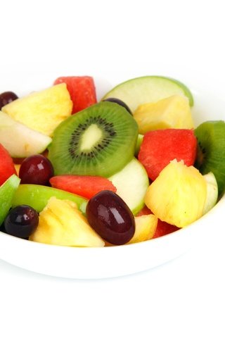 Обои виноград, фруктовый салат, фрукты, арбуз, ягоды, белый фон, яблоко, киви, салат, grapes, fruit salad, fruit, watermelon, berries, white background, apple, kiwi, salad разрешение 5616x3744 Загрузить