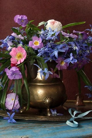 Обои цветы, букет, ваза, натюрморт, flowers, bouquet, vase, still life разрешение 1920x1268 Загрузить