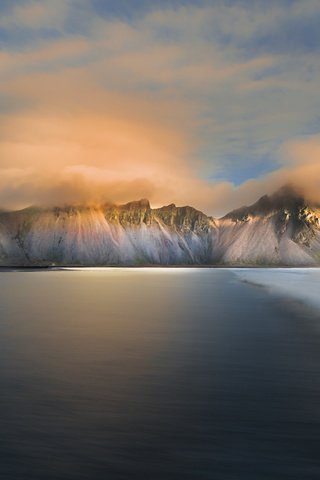 Обои небо, облака, горы, пейзаж, море, исландия, the sky, clouds, mountains, landscape, sea, iceland разрешение 1920x1200 Загрузить