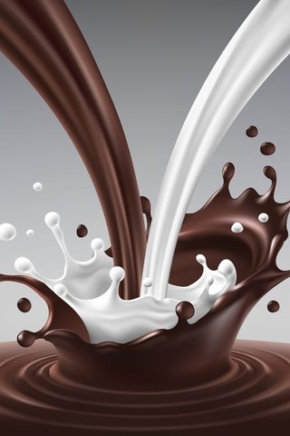 Обои брызги, всплеск, шоколад, молоко, squirt, splash, chocolate, milk разрешение 4400x4400 Загрузить