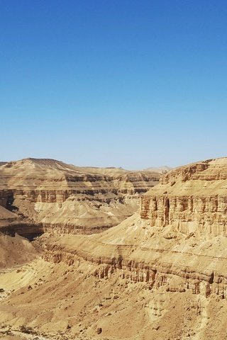 Обои небо, горы, скалы, пейзаж, пустыня, израиль, mitzpe ramon, the sky, mountains, rocks, landscape, desert, israel разрешение 5064x2848 Загрузить