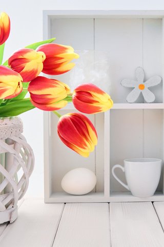 Обои цветы, букет, тюльпаны, корзинка, декор, anya ivanova, flowers, bouquet, tulips, basket, decor разрешение 1920x1200 Загрузить