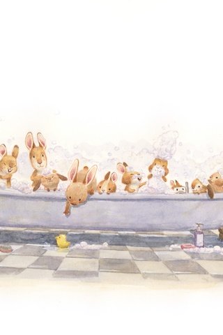 Обои семья, кролики, ванна, family, rabbits, bath разрешение 1920x1373 Загрузить