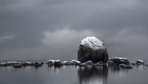 Обои камни, море, серый, stones, sea, grey разрешение 3872x2592 Загрузить