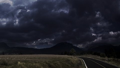 Обои дорога, облака, поле, грусть, тьма, road, clouds, field, sadness, darkness разрешение 1920x1200 Загрузить