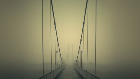 Обои дорога, туман, мост, road, fog, bridge разрешение 1920x1200 Загрузить