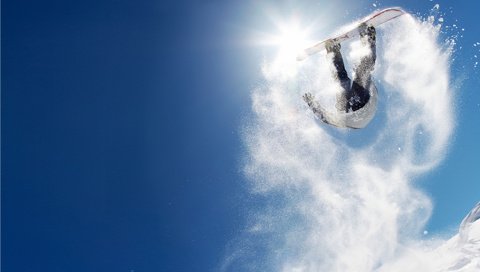 Обои горы, солнце, снег, прыжок, сноуборд, mountains, the sun, snow, jump, snowboard разрешение 1920x1200 Загрузить